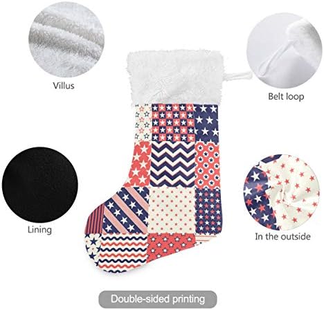 Коледни Чорапи PIMILAGU Stars Ден на Независимостта, 1 Опаковка, 17,7 инча, Окачени Чорапи за Коледна украса