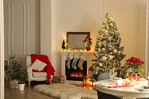 Carolin's Treasures CK3497CS Черно-Бял Кипърски Пудел Коледно Дърво, Коледни Чорапи, Чорапи За Висящи пред Камината, Коледен Сезон