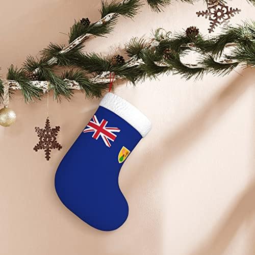 QG ZZX Коледни Чорапи с Бяла супер Меки Плюшени белезници Флаг на островите Търкс и Кайкос Коледни Чорапи, Коледни Украси Отглеждане