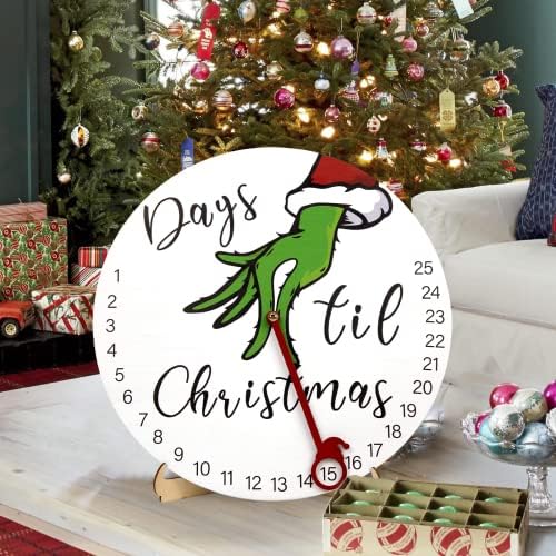 Коледна украса DAZONGE Гринч за помещения | 2022 Коледен Календар за Обратно броене за всички възрасти | 12 Дървен Коледен Венец