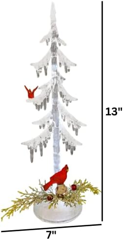 Коледна Украса за елха под формата на ледени висулки с Кардиналами, Светлинен Празнична декорация за дома с бели искри и Птици,