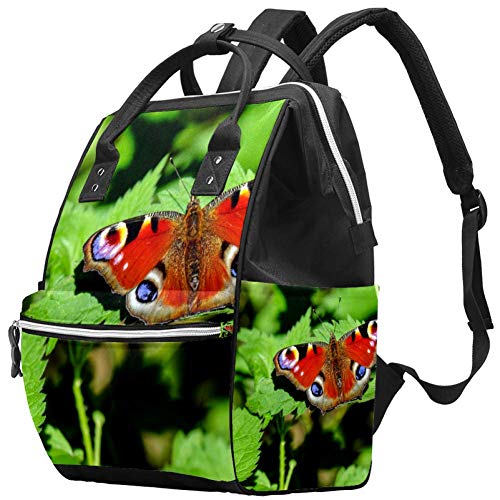 Раница-чанта за Памперси LORVIES Peacock Butterfly, Мултифункционален Пътен Раница с Голям Капацитет