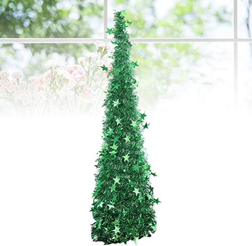 ABOOFAN 120 см Коледна Украса Високо PET Пластмаса Сгъваема Телескопична Коледно Дърво За Коледно Парти Начало Декор (Зелен) Вечерни Полза