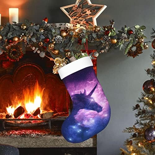 Коледни Чорапи Augenstern Еднорог Galaxy Мъглявината Облак Двустранни Манто Окачени Чорапи