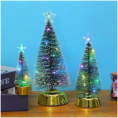 Коледно Дърво DEFLAB, Светлините на Коледната елха, Коледни Украси, Настолна Лампа, Десктоп украса със Светло Зелени с Бели Морозными