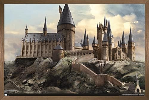 Международни тенденции Вълшебен свят: Хари Потър - Хогуортс на разсъмване, с монтиран на стената Плакат, 22.375 x 34, Версия в бронзова рамка
