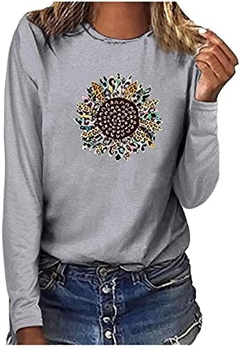 Жена Обикновен Пуловер с кръгло деколте, Риза с Дълъг ръкав и Принтом Семки, Сладки, Забавни Графични Блузи, Ежедневни Памучни Блузи