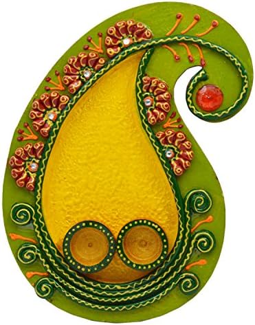 Дървен Дизайн Жълта Пуджа Тали Тампль Офис Домашна Дивали Пуджа Декоративна Риц Търговия на Джайпур от Indian Collectible