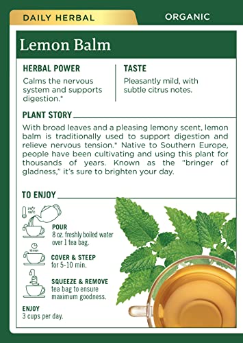 Традиционните лекарствени средства Органичен Билков чай с лимонена маточина, успокояващ и поддържа храносмилането, 16 порции (опаковка от 2 броя)