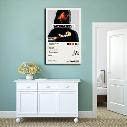 WANMLY Partynextdoor Плакат Partynextdoor Корица на музикален албум с подпис Limit Плакат Платно Плакат Декор Спални Спортен Пейзаж, Интериор, офис стая Подарък Без рамка: 12x18 инча (30x4