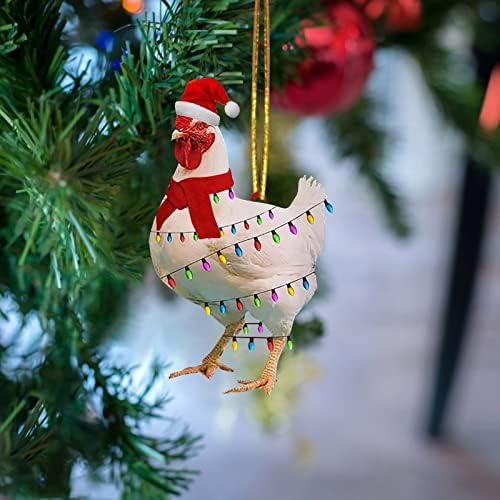 Стекающаяся Коледна Гирлянда Коледно Пиле Акрилни Декорации 2022 Коледно Дърво Украсата с Коледен Шал Пиле Коледна Украса Висулка Малки Декоративни Коледни Елхи Ст