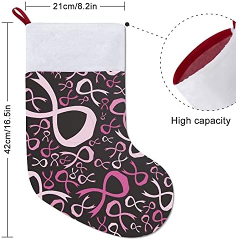 Розовата Лента Информираността за Рака На гърдата Коледен Отглеждане на Коледна Елха Окачени Чорапи за Камината, с Къси Плюшени