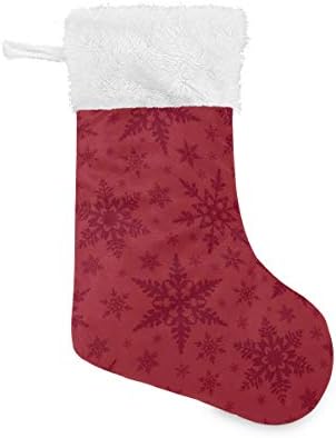 Коледни Чорапи ALAZA с Коледен Дизайн във формата на Червени Снежинки, Класически Персонализирани Големи Чорапи, Бижута за семейни