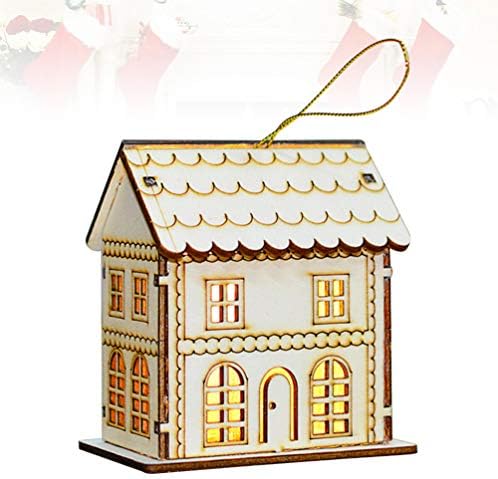 Осветите Дървена Коледен дом: Коледа Осветени Къщи, Селски LED Празничен Коледен Маса, Централните Украса за Рафтове за Коледа, Начало Декор за Камина