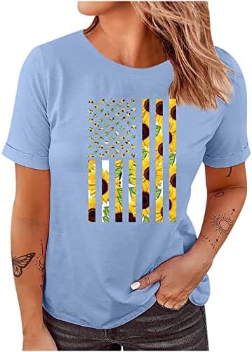 Блуза За Момичета Есен-Лятото с Къс Ръкав 2023, Памучен Блуза Свободно Намаляване с Кръгло Деколте и Графичен Дизайн на Тениска