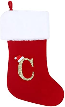 Коледни Чорапи с Монограм, Чорапи, Класически Персонализирани Чорапи, Украса за семейни тържества, Коледни Чорапи с Азбука, Кристални