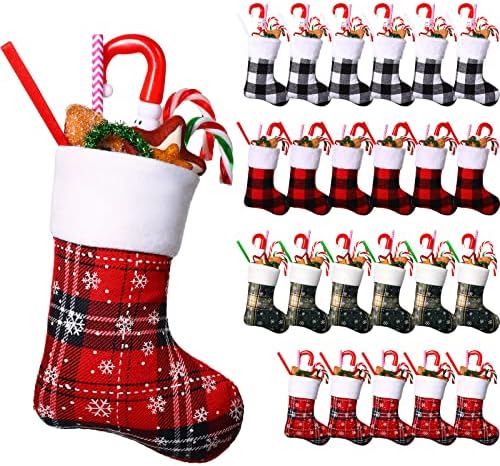Коледни Чорапи на Едро, Мини-Чорапи в клетка от Бъфало, Класически Чорапи в червен и зелен клетка, Малки Коледни Чорапи, Празнични