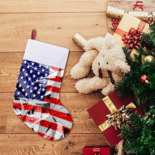Флаг Плевели САЩ Коледни Окачени чорапи Чорапи за Коледно Камина Празничен Начало Декор