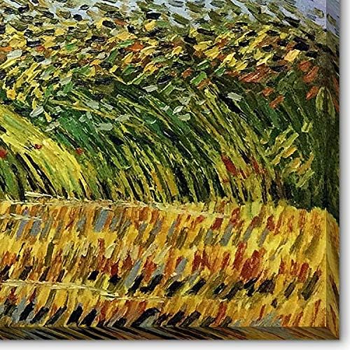 Стилизирана край на пшеница полета със селяни и Заявлението с картина с маслени бои в галерейной рамка, 22 x 18 инча, Многоцветен