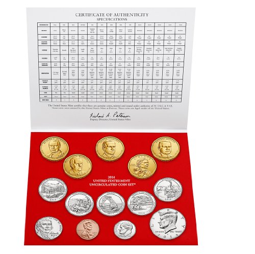 Набор от монети, Монетен двор на Сащ през 2014 година, без да се прибягва (U14)