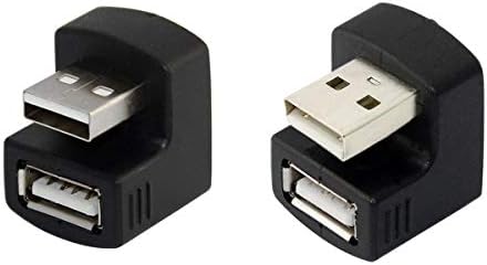 Cablecc 1 Настройка Нагоре и Надолу Ъглов адаптер USB 2.0 удължителен кабел от мъжа към жената 180 Градуса Черен
