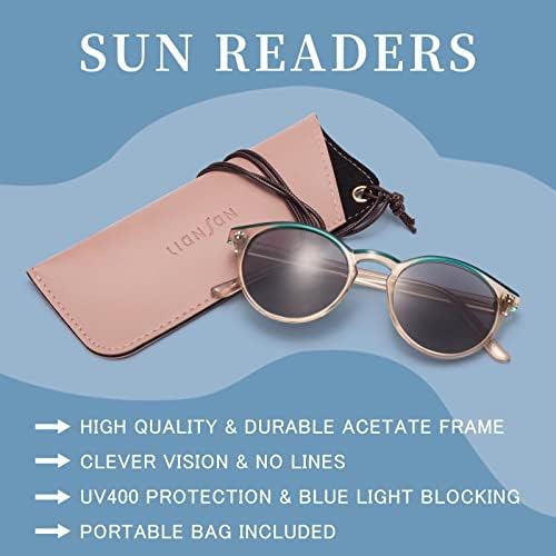 LianSan Модни Кръгли Слънчеви Очила за четене за жени, Дамски Слънчеви Очила с защита от Uv с кутия пролетта панти, Не бифокални