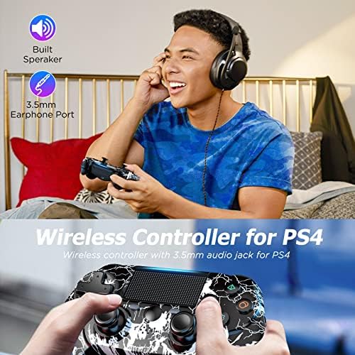 Безжичен контролер XISOGUU за Playstation 4, Безжичен контролер за PS4/Pro/Slim/, с двойно амортизатором/Конектор за стереогарнитуры