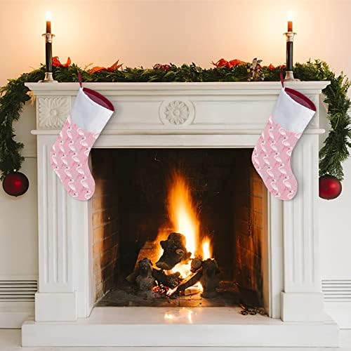 Розово Коледни Чорапи с Фламинго, Коледни Чорапи, Чанта За Дома, Семеен Коледен Декор
