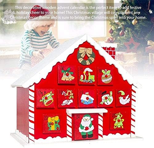 GFDJ Дървена Коледен Адвент-Календар с Чекмедже Кутия За Съхранение на Детски Бонбони Подарък Коледен Календар Коледна Украса