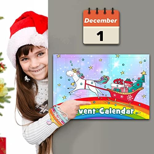 MOVINPE Адвент-Календар с Единорогом за момичета на Коледа 2022 Година, Подаръци за 24 дни, Канцеларски материали с Единорогом,