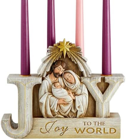 Коледен Венец Радост на света, Декор за религиозни Празници, Отделно Стояща Десктоп Украса, 6,25 инча
