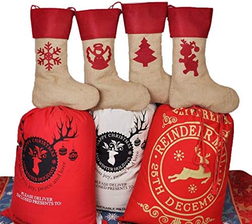 AIJIAO Потребителско Персонализирани Името на Коледни Чорапи от Зебло Подарък Пакет Коледно Дърво Декор Камина за Дома-ЧЕРВЕНО 4