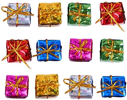 24 бр. Коледна Елха Малки Кутии Подарък Кутия за Бижута в Различни Цветове Висулки, Увита с Фолио, Кутии Подарък за Коледно Украса