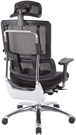 Office Star Pro X996 Напълно регулируема офис стол ръководител с лумбална опора, черна вкара облегалка, полиран алуминий с основата и струя черен седалка FreeFlex с облегалката