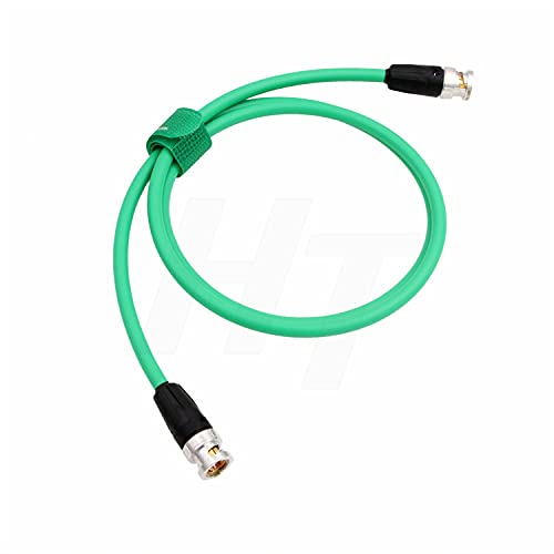 Видео-Коаксиален кабел HangTon HD SDI 12G 4K BNC Мъжки към BNC штекеру, Canare ПС-61S 75 Ома 1 М Синьо