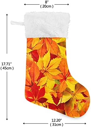 Коледни чорапи от зебло 18 инча с Големи есента листа (j1) и плюшени чулками-белезници от изкуствена кожа за украса на семейни празници