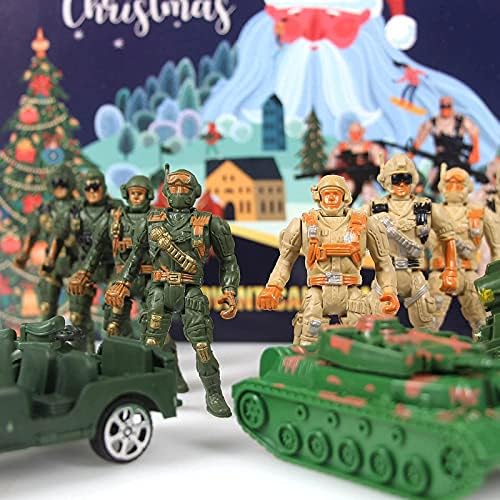 Оргриммар Адвент Календар 2022 Коледен Календар за Обратно Броене 24 Дни Бебешки Играчки Мини Фигурки Военни Войници Армейское Оръжия, Подаръци За Коледното парти