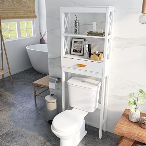 Шкаф за съхранение на тоалетни принадлежности IRDFWH Бял на цвят с 1 чекмедже и 2 Компактни рафтове за Баня