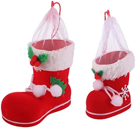 NOLITOY 2 бр., Коледен Детски подарък, Обувки с бонбони, Коледни Бонбони, Червен Подарък, Детски Подаръци, Празнична Чорапи, Обувки с Бонбони за Коледа, Украса за Коледна?