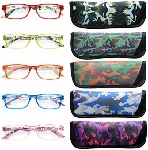 Дамски Очила за четене CessBlu, 5 Чифта Очила за Четене, Дамски Очила за Четене с Камуфляжными Висками