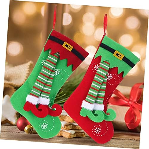 Amosfun Коледни Чорапи за краката Елф, Чанта за Закуски за Децата, Коледни Чорапи, Бебешки Чорапи, Чанти за Коледни Предложения,