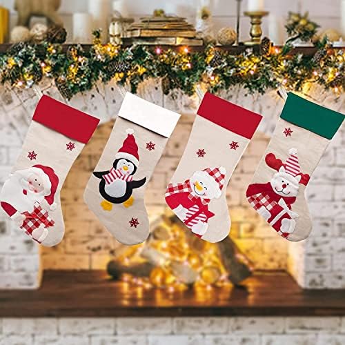 MBETA Персонализирани Коледни Чорапи Комплект от 1, Чорапи с Потребителски име за Коледа, Коледни Чорапи за Окачване на Камината, Украса за Семейния Празнични партита