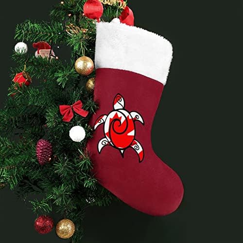 Флаг на Канада Костенурка Коледни Чорапи, Чорапи с Плюшено Камина, Висящи за Домашен интериор Елхи