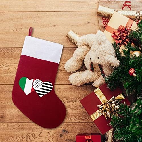 Италиански Флаг и Черен Американски Флаг Коледни Чорапи-Чорапи с Плюшено Камина, Висящи за Домашен интериор Елхи