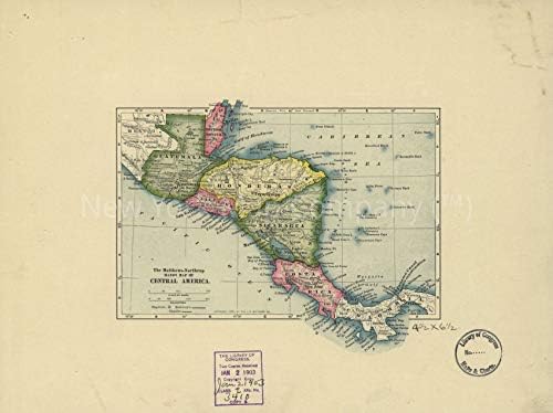 Карта през 1902 г.| The Матюс-Northrup Удобна карта на Централна Америка| Размер карти Централна Америка