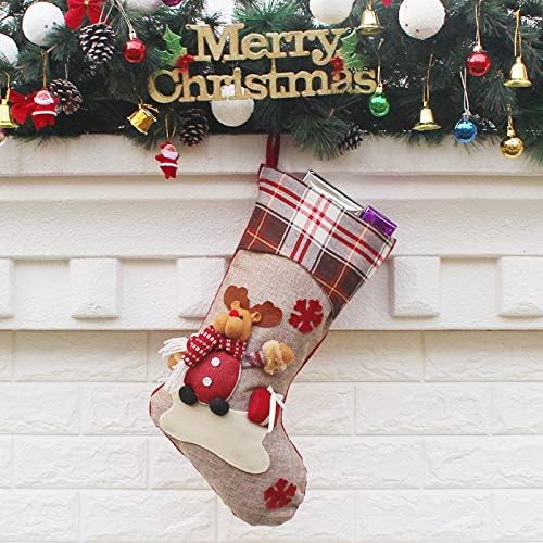 Удължени Коледни Чорапи, Чорапи Украшение на Дядо Коледа/Снежен човек/Елен, Подарък Пакет с Бонбони, Коледни Украшения, Торбичка с Бонбони, Елен