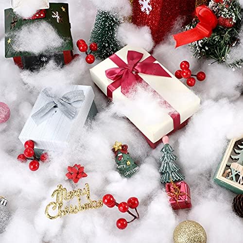 Riakrum Коледен декор от изкуствен Сняг, Пълнеж от пухкави влакна, Заснежени Настилки, Изкуствена Бял Сняг за коледната елха, украса