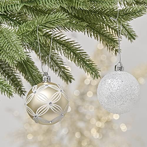 Комплект коледни бижута от бяло злато Severin Madelyn (3 предмет) на 24-каратные Украса за Коледните топки + 30-инчов Коледен венец + 9 фута Коледна гирлянда