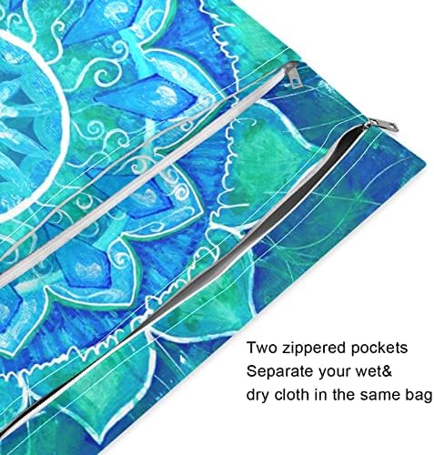 Чанта за Влажни Сушене Kigai Тюркоаз Мандала, 2 бр., Водоустойчива Чанта За Съхранение на Памперси За многократна употреба, Чанта