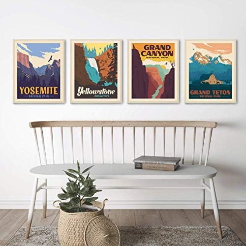HerZii Prints Плакати и Щампи с Национален парк - Комплект от 4 пури в ограничени бройки Плакати с Националните паркове | Стенен